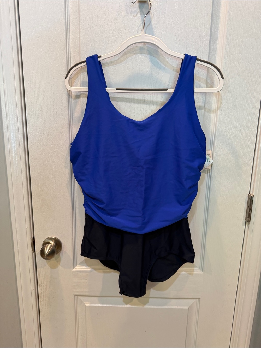 Islander Blue and Black Skirted One-Piece Swimdress